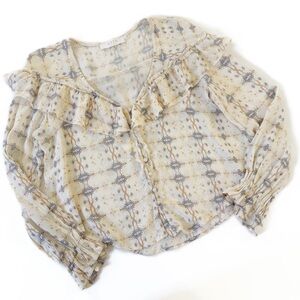 ASTR Revolve Shirt Womens Large Ivory Ruffled Boho